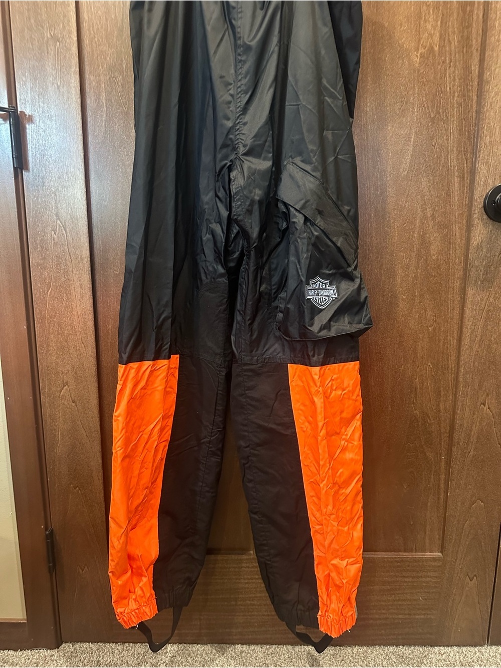 Harley-Davidson Orange and Black Reflective Rain Jacket & Overalls with Bag - Picture 12 of 16